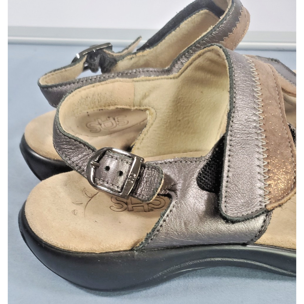 SAS Nudu Sandals Womens Dusk Metallic Pewter Bronze Leather Comfort Shoes Size 6 - Picture 10 of 14